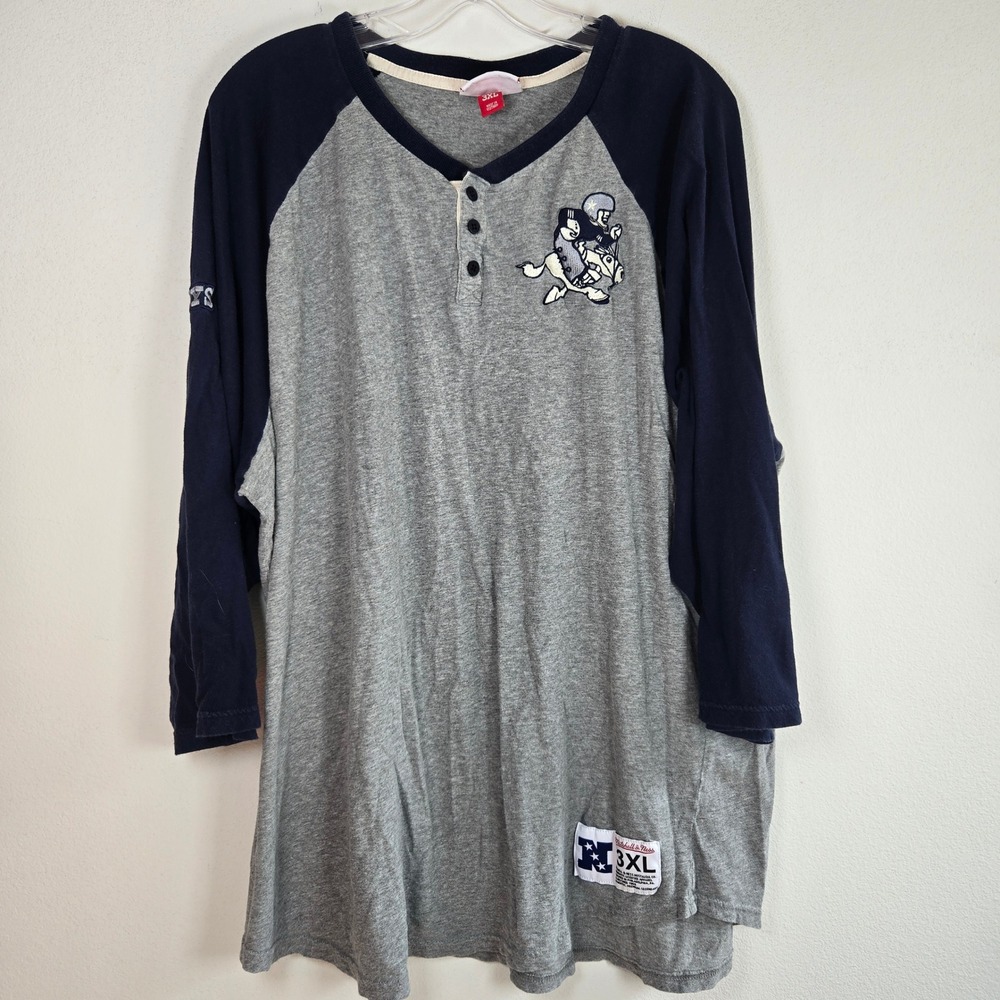 Mitchell & Ness Dallas Cowboys Throwbacks Henley‎ Football T-Shirt 3XL Tee